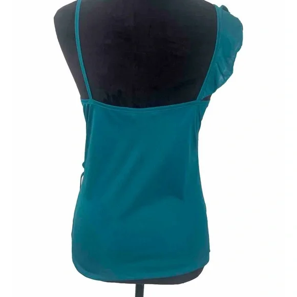 Women’s H&M size M turquoise faux wrap blouse with‎ ruffle. 100% polyester. NWOT - Picture 3 of 5